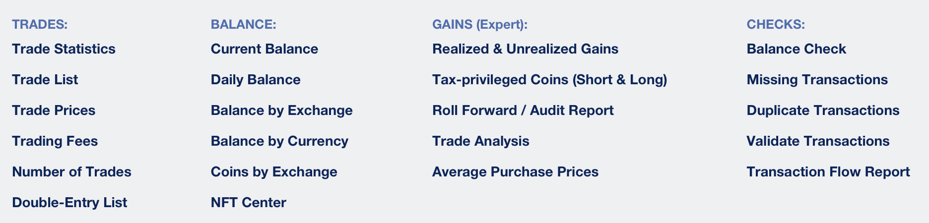 Cointracking - Report Options